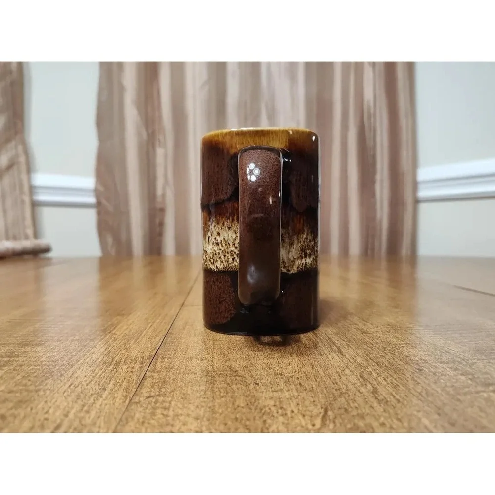 Vintage Earthy Brown Speckled Ceramic Mug Candle Hand-Poured Bay Rum Scent A42